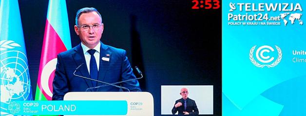 [VIDEO] Atom i ludzki aspekt transformacji energetycznej. Prezydent Andrzej Duda na konferencji klimatycznej COP29 w Baku